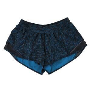Lululemon Hotty Hot Short II 2.5" W7AJTR Running Women's‎ 6 Black Blue Pattern